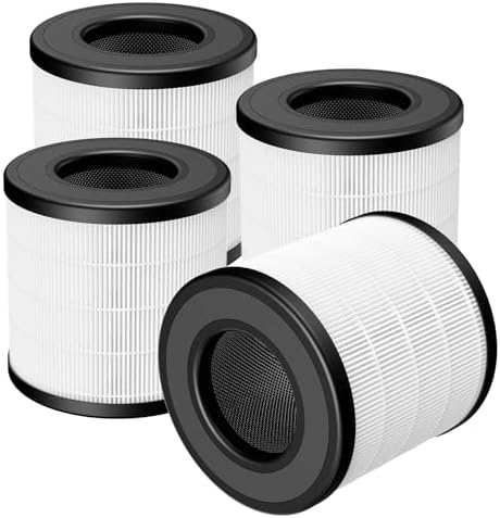 PU-P05/AC201B True HEPA Replacement Filter for FULMINARE PU-P05 Air Purifier and Purivortex AC201B Air Purifier, 3-in-1 H13 True HEPA Air Filters for Dust Smoke Pollen, 4-Pack(Not fit for T10)