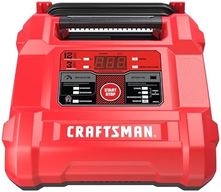 CRAFTSMAN Battery Charger and Maintainer, CMXCESM258, 4-in-1, Fully Automatic, Battery Tester, 12 Amps, 6 Volt, 12 Volt, for Car, SUV, Truck, and Marine Batteries