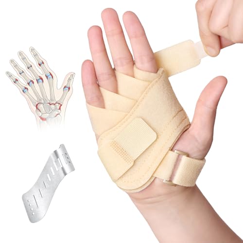 DrFinger Finger Ulnar Deviation Splint Brace, Finger Joint Deviation Orthopedic Corrector With Metal Bracket-Beige-Right(L/XL)