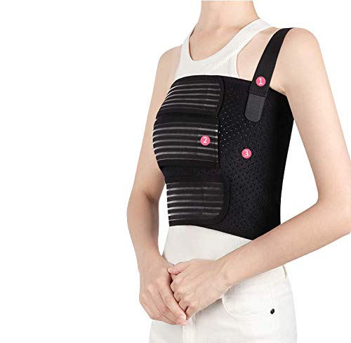 Solmyr Rib Brace Broken Rib Belt, Chest Brace Elastic Rib Support Brace for Men and Women, Chest Binder to Reduce Rib Cage Pain, Breathable Chest Wrap Belt for Sore or Bruised Ribs Support, Sternum