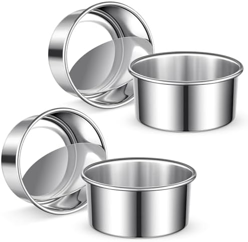 4 Inch Cake Pan Set of 4, Removable Bottom & Easy Releasing Mini Cake Pan, 304 Stainless Steel Round Cake Pan, Leakproof & Nonstick Small Cake Baking Pans, Non-Toxic & Healthy