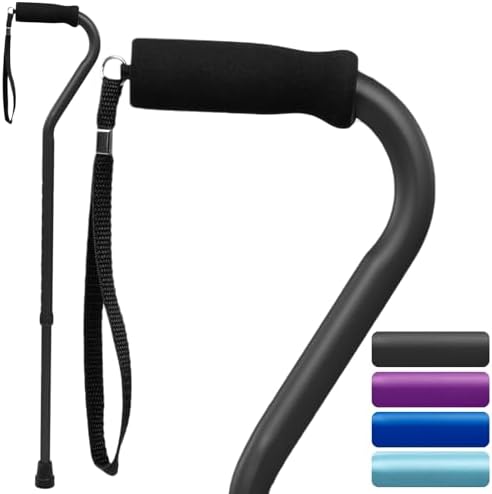 Vive Offset Walking Cane with Comfort-Foam Handle - for Women, Men, Seniors - Lightweight & Adjustable Single Point Walking Stick with a Non-Slip Tip for Stability, Balance, & Support