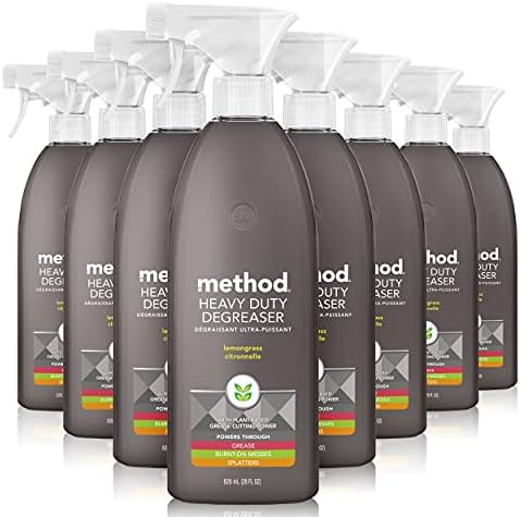 Method Heavy Duty Degreaser, Lemongrass Scent, Oven Cleaner & Stove Top Cleaner, 28 Oz Spray Bottles (Pack of 8)