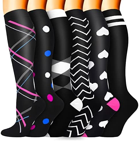 Sooverki Compression Socks for Women Men Circulation 6 Pairs-Best Compression Stockings For Running,Athletic,Nursing
