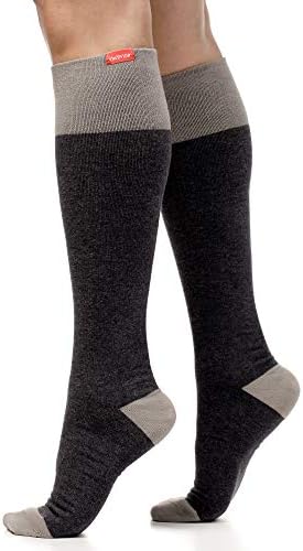 VIM & VIGR Cotton 20-30 mmHg Medical Grade Compression Socks (Dark & Light Grey Heathered, Medium/Large (2))