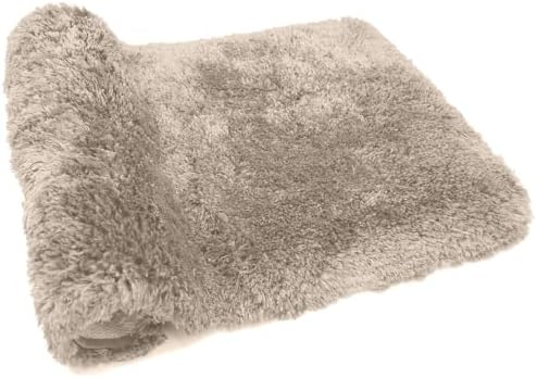 FIFU Bathroom Rugs 17" W x 24" L, Bath Mat for Bathroom, Bedroom, Laundry Room & Kitchen, Non-Slip Rubber Latex Backing, Extra Soft and Absorbent Microfiber Carpet, Machine Washable Rug, Beige