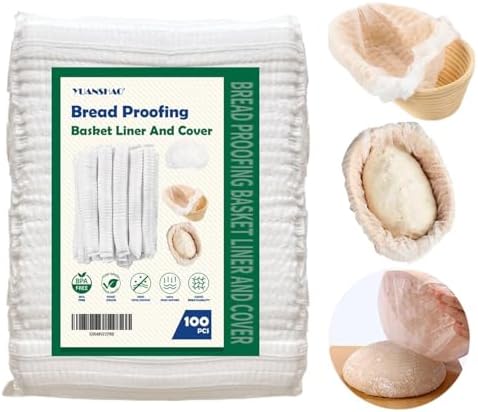 100 Pcs Banneton Liner,Banneton Bread Proofing Basket Non Woven Liners Non-Stick Dough,Bread Proofing Cover,Elastic Banneton Basket Liner,Sourdough Bread Baking Supplies