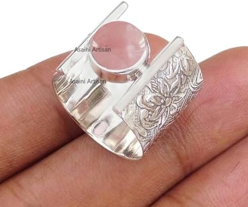 Timeless Elegance: 7MM Round Gemstone Pure 925 Sterling Silver Gift Floral Engraved Ring for Every Occasion