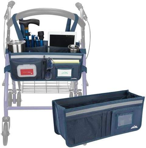 supregear Rollator Basket, Rollator Walker Bag w/Cup Holder, Foldable Rolling Walker Waterproof Storage Pouch with Big Capacity & Never Tipping Over, Easy to Use Rollator Accessories for Seniors