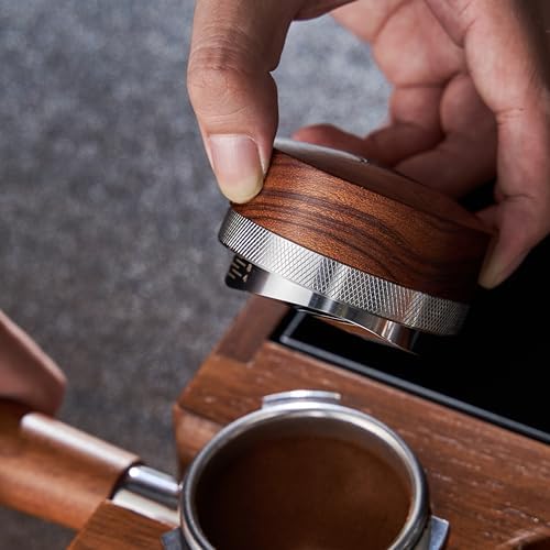 54mm Espresso Distribution Tool Stainless Steel Adjustable Wooden Coffee Distributor Compatible with Breville Espresso Machine Accessories