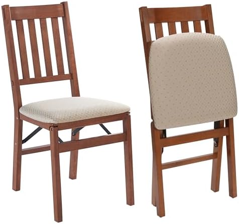 MECO STAKMORE Arts and Craft Folding Chair Fruitwood Finish, (Set of 2) , 22.5 in x 17 in x 35.5 in