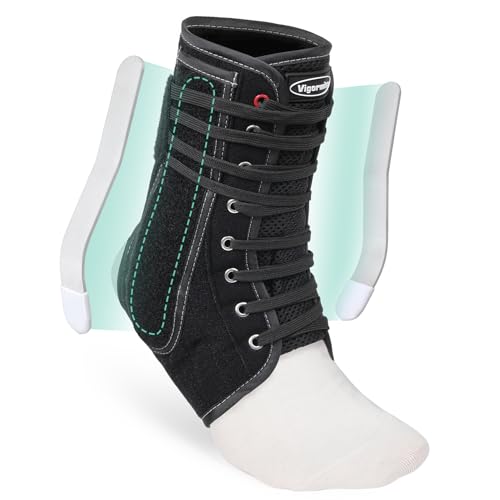 Lace up Ankle Brace for Women Men, Quick Adjustment Ankle Brace with Metal and Plastic Side Stabilizers, 1Pcs Foot Support for Sprained Left Right, M
