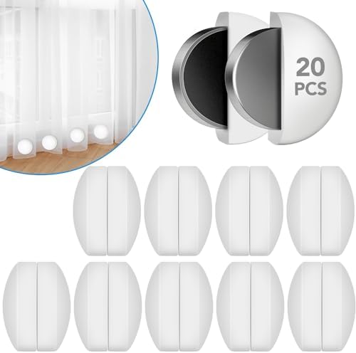 20 Pcs Shower Curtain Weights，Silicone Wrapped Heavy Duty Shower Curtain Magnets，Curtain Weights Heavy Outdoor，Prevent Curtain Liner from Blowing Around, Work for Drapery, Flag, Tablecloth(10 Pairs)