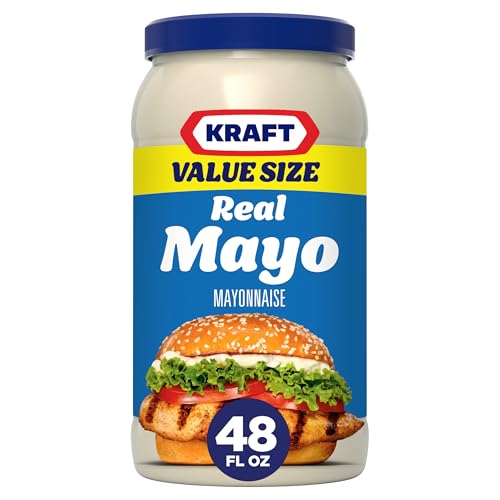 Kraft Real Mayo Creamy & Smooth Mayonnaise - Classic Spreadable Condiment for Sandwiches, Salads and Dips, Made with Cage-Free Eggs, For a Keto and Low Carb Lifestyle, 48 fl oz Jar