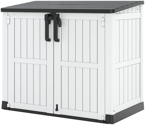Outdoor Resin Storage Shed 36 Cu. Ft. Garden Horizontal Storage Large Capacity Weather Resistant Storage Box, Lockable Resin Waterproof Shed for Garbage Cans, Garden Tools