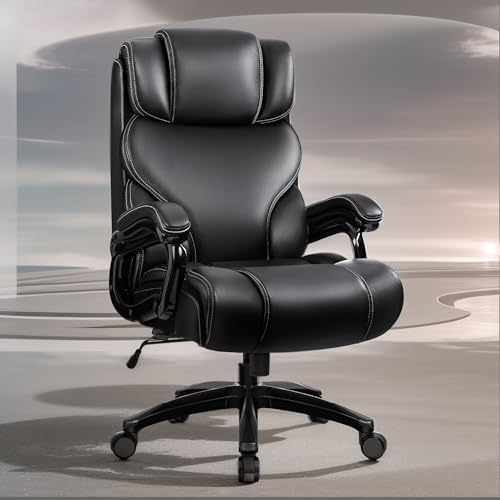 Office Chair, Ergonomic Big and Tall 500lbs Computer Desk Chairs, Heavy Duty Executive Breathable Leather Chair with Adjustable High Back, Lumbar Support Swivel PC Chair