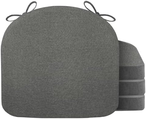 Chair Cushions for Dining Chair Seat Set of 4, Memory Foam Chair Pads Help You Relief from Sedentary Discomfort in The Office or Kitchen and Dining Rooms(17" x 16" x 2.5", Dark Grey)