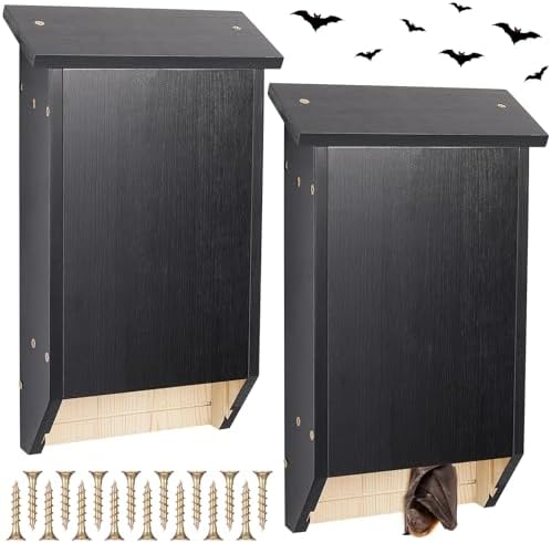 Wenqik 2 Pack Bat House for Outdoor Big Bat Box Large Cedar Wood Bat House for Outside Tree Weatherproof Wooden Bat Shelter Easy to Land and Roost(Mailbox 2 Chamber)