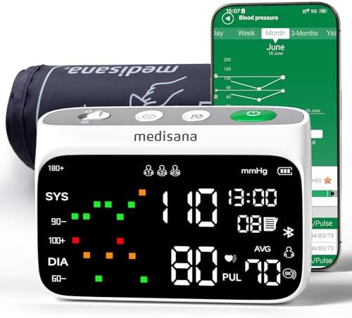 Cordless Arm Blood Pressure Monitor, Bluetooth Smart Blood Pressure Monitors for Home Use with App Tracking, Blood Pressure Machine with LED Color Dual-Display, Extra-Large Adult Cuff