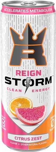 REIGN Storm, Citrus Zest, Fitness & Wellness Energy Drink, 12 Fl Oz (Pack of 12)