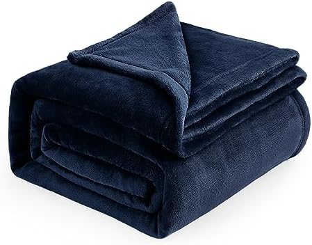 Bedsure Navy Fleece Blankets Queen Size - Bed Blanket Blue Soft Lightweight Plush Fuzzy Cozy Luxury Microfiber, 90x90 inches