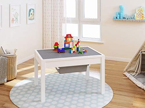 Large 2 in 1 Kid Activity Table with Storage, Play Table for Kids, Boys,Girls,White, 32.2"W x 22.2"L x 20"H, Ages 3+