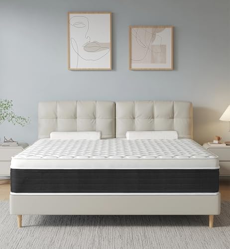 Full Mattresses,Hybrid 12 Inch Full Mattress,Memory Foam Mattress in a Box,Individually Pocket Spring for Pain Relief,Full Size Black&White Mattress,Pressure Relief.