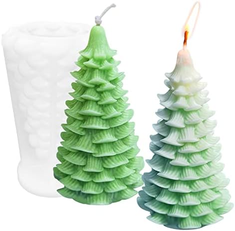 ZAKVOOR 3D Large Christmas Tree Shape Candle Mold for Candle Making Resin Casting Silicone Mold for DIY Aromatherapy Candles Wax Plaster Polymer Clay Decoration