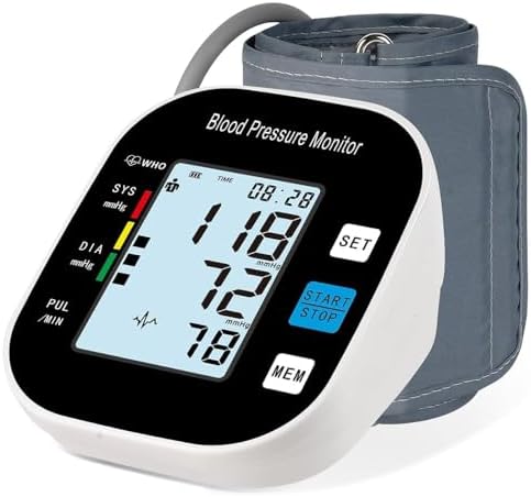 Blood Pressure Monitor for Home Use - Automatic BP Machine with Large Backlit Display High Accuracy for 2 Users Arm Cuff & Storage Bag (Black)