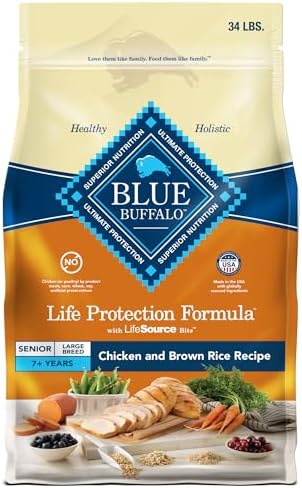 Blue Buffalo Life Protection Formula Large Breed Senior Dry Dog Food, Promotes Joint Health and Immunity, Made with Natural Ingredients, Chicken & Brown Rice Recipe, 34-lb. Bag