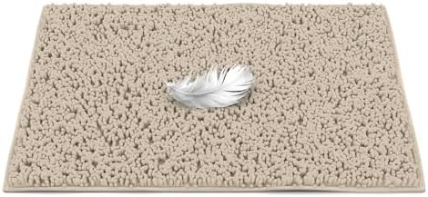 MAYSHINE Plush Shaggy Chenille Bath Mat | Extra Soft, Super Absorbent, Non-Slip Bathroom Rug | Fluffy Microfiber, Area Rug Sets for Bathroom Floor, Kitchen, Living Room | 39"x24" | Beige