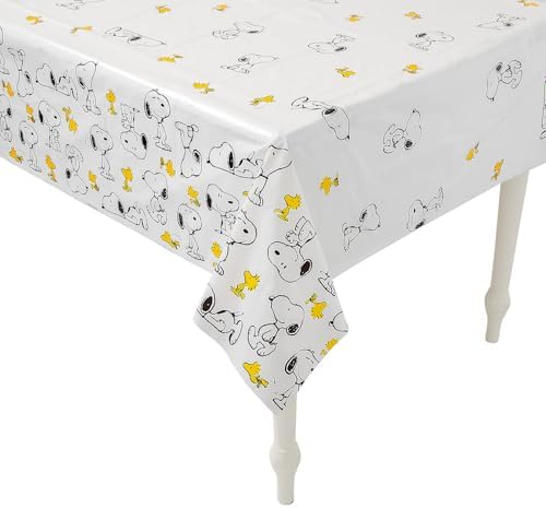 54" x 108" Peanuts Snoopy & Woodstock Rectangle Disposable Plastic Tablecloth