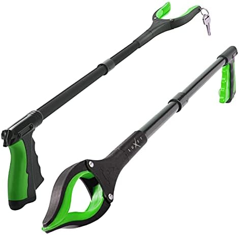 Grabber Reacher Tool - 2 Pack - Latest Version Long 32 Inch Foldable Pick Up Stick - Strong Grip Magnetic Tip Lightweight Trash Picker Claw Reacher Grabber Tool Elderly Reaching - by Luxet (Green)