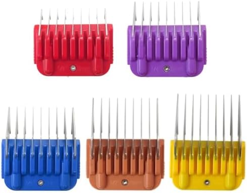 Stainless Steel Attachment 5 Colors Guide Comb Set 1/8 Inch to 5/8 Inch(3-16mm),for Andis Oster A5 Wahl KM10 Series Clipper Detachable Blade(Only fit for 15# 10# 30# Blade)