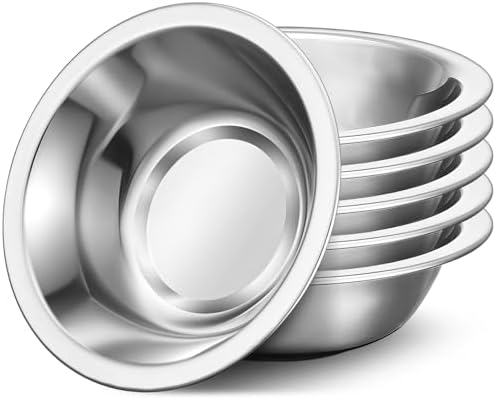 304(18/8) Stainless Steel Mixing Bowls for Kitchen, 6 Pack 7.8" 28.89 fl.oz Metal Mixing Bowls Set Stackable for Baking Serving Cooking Food Prep Storage Dishwasher Safe Heavy Duty