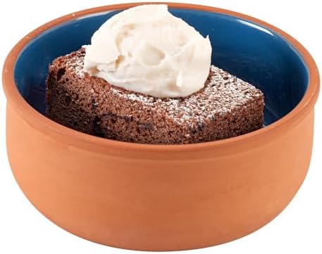 Restaurantware-Terra Tek 27.2 Ounce Terracotta Cazuelas, 2 Blue Glazed Clay Pots For Cooking - Oven-Ready, Microwavable, Terracotta Serving Pots, Dishwashable, For Cooking And Serving