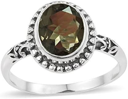 925 Sterling Silver Ring for Womens, Oval Gemstone Unique Handcrafted Ring