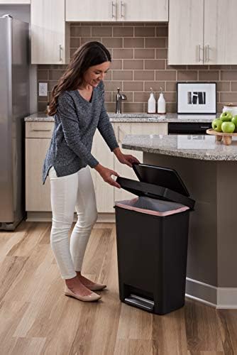 Rubbermaid Premier Series II Step-on Trash Can for Home and Kitchen, with Lid Lock and Slow Close, 13 Gallon, Charcoal, for Home/Kitchen/Hotel/Lobby/Office