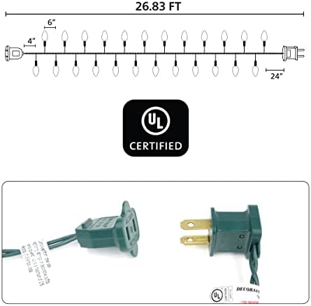 PHILIPS 50 LED Multicolor Smooth C9 Christmas Lights on Green Wire with Storage Spool - UL Listed for Indoor/Outdoor Use - 26.83' Total Length with 6" Bulb Spacing - String Lights for Christmas Tree