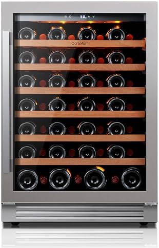 Ca'Lefort 24 Inch Wine Fridge, 54 Bottle Wine Cooler Refrigerator, 40-65°F Wine Refrigerator Glass Door, 3 LED Wine Fridge, Built-in or Freestanding Wine Fridge for Home/Bar/Kitchen (5.65 cu.ft)