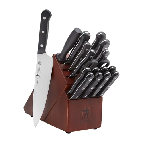 HENCKELS Solution Razor-Sharp 18-pc Knife Set, Chef Knife, Bread Knife, Steak Knife, German Engineered Informed by 100+ Years of Mastery, Brown