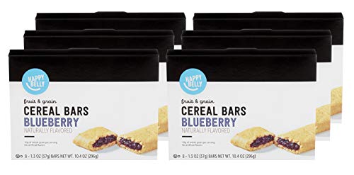 Amazon Brand - Happy Belly Fruit & Grain Cereal Bars, Blueberry, 8 Count (Pack of 6)