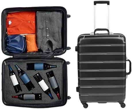FlyWithWine® by VinGardeValise 12 Bottle Hard Shell Wine Suitcase with Hinomoto 360 Degree Spinner Wheels for Airplanes, TSA Approved Wine Luggage with Removable Foam Insert