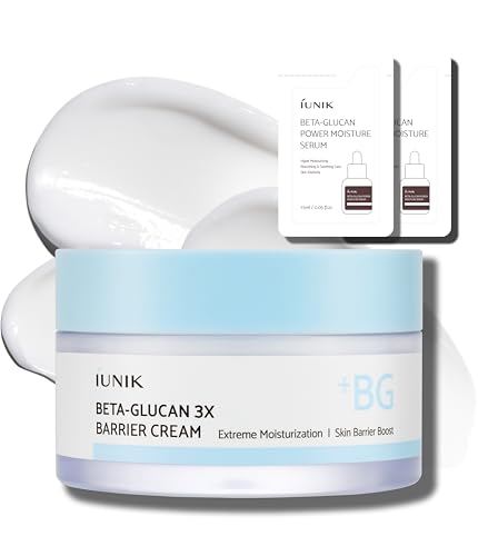IUNIK Beta-Glucan Non-Sticky Deep Moisture Hydration 3x Barrier Cream Day&Night Moisturizer Quick Absorption Barrier Strengthening for Sensitive Dry Skin with Shea Butter Panthenol Korean Skincare