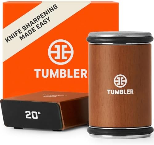 The Original Tumbler Rolling Knife Sharpener™ – Easy Manual Sharpener for Kitchen, Outdoor & Utility Knives – 15° & 20° Angle Guides