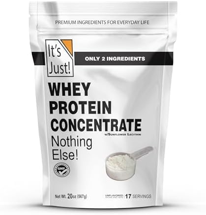 It's Just! - 100% Whey Protein Concentrate, Made in USA, RBST/rBGH Hormone Free, Premium WPC-80, No Added Flavors or Artificial Sweeteners (1.25 Pound, Unflavored)