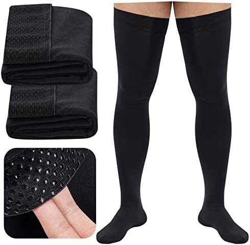 Compression Socks, Men's Thigh High Compression Stockings, 20-30mmHg Compression Stockings with Non-slip silicone