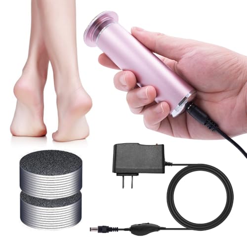 Electric Callus Remover for Feet Speed Adjustable Electric Foot File with 60pcs Replacement Sandpaper Discs Pro Pedicure Foot Filer Dead Dry Hard Skin Calluses Foot Grinder Pink