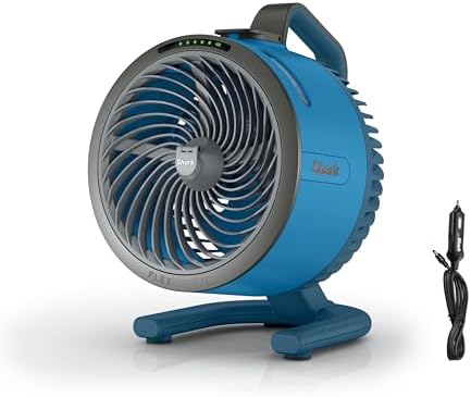Shark FlexBreeze HydroGo Fan + Car Charger — Ultra-powerful portable fan that mists indoors & outdoors, 5 speeds, 2 bonus modes, & evaporative misting, Blueberry, FA052QBL