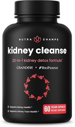 NutraChamps Kidney Cleanse Detox, 22-in-1 Kidney Health Supplement, Extra Strength 50:1 Cranberry Extract with Bioperine for Increased Absorption